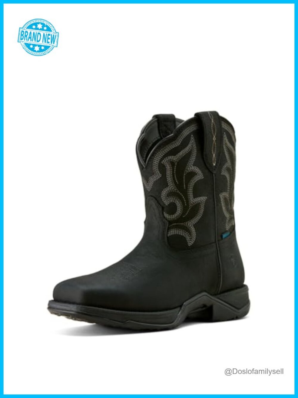 Waterproof Leather Western Cowgirl Work Boots Square Toe Calf High